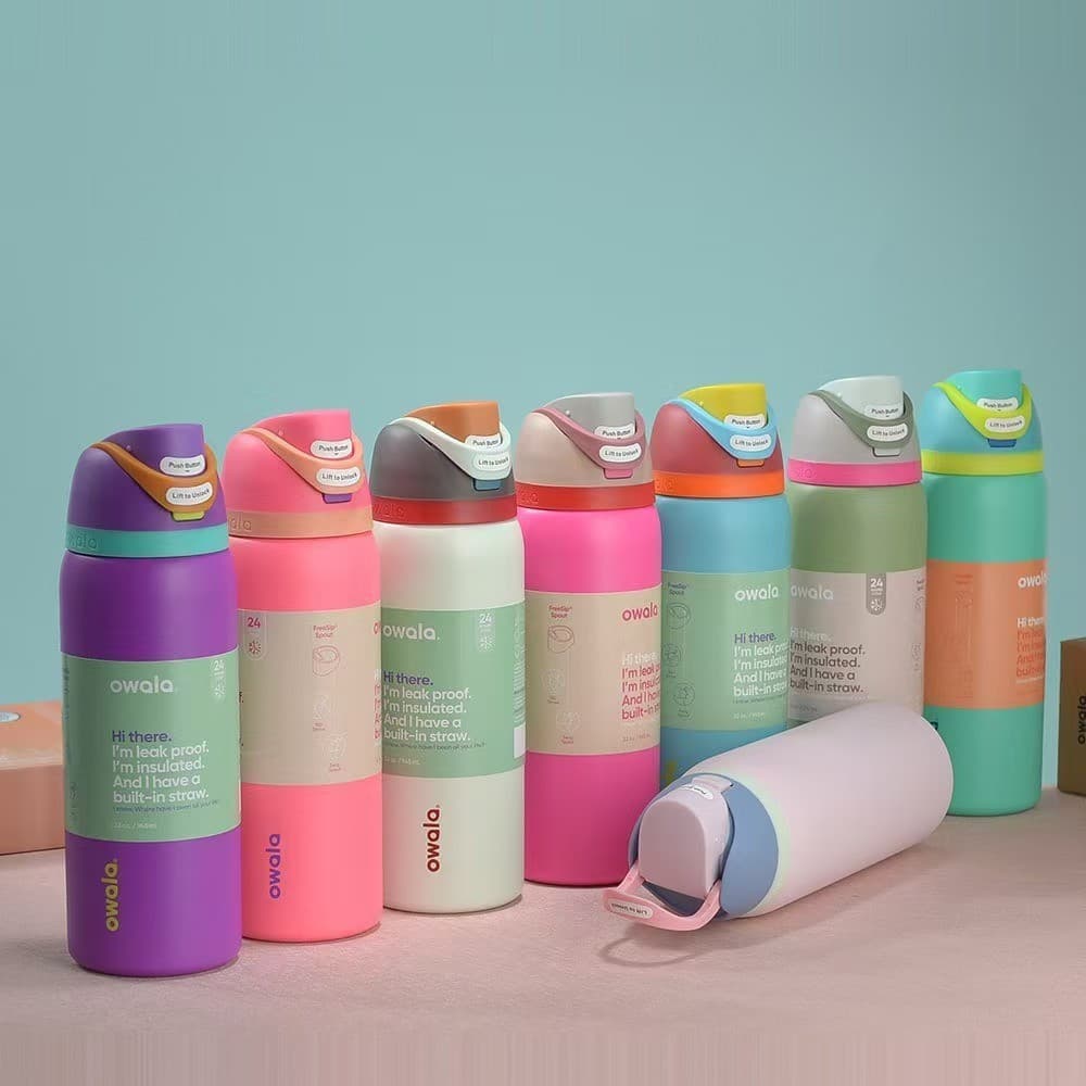 Owala Insulated Water Bottle 304 Stainless Steel Portable Water Cup with Straw High-Quality Student Sports Water Bottle Macaron Color