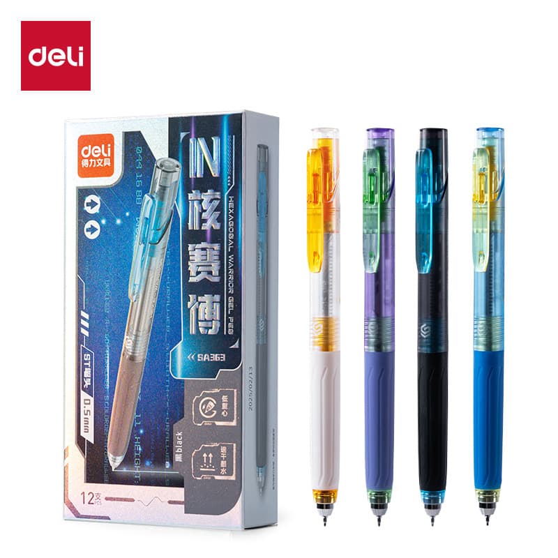 Deli SA363IN Core Cyber Low Center Quick-Dry Retractable Gel Pen 0.5mm ST Tip (Black) (Pc)