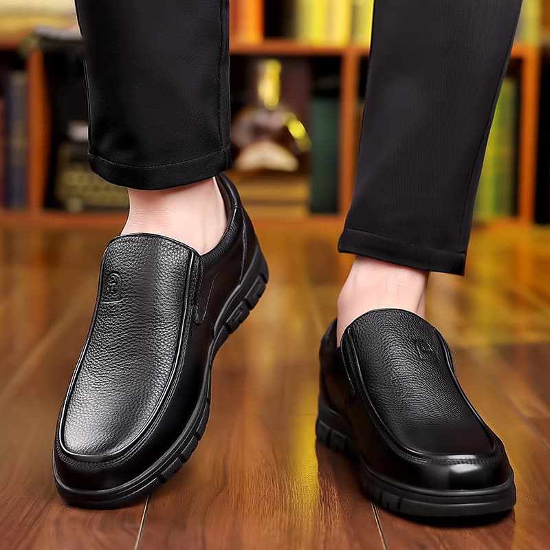 Men's Genuine Leather Business Casual Loafers for Middle-aged and Elderly, Soft Sole, Spring/Autumn New Arrival, Cowhide Dad Shoes