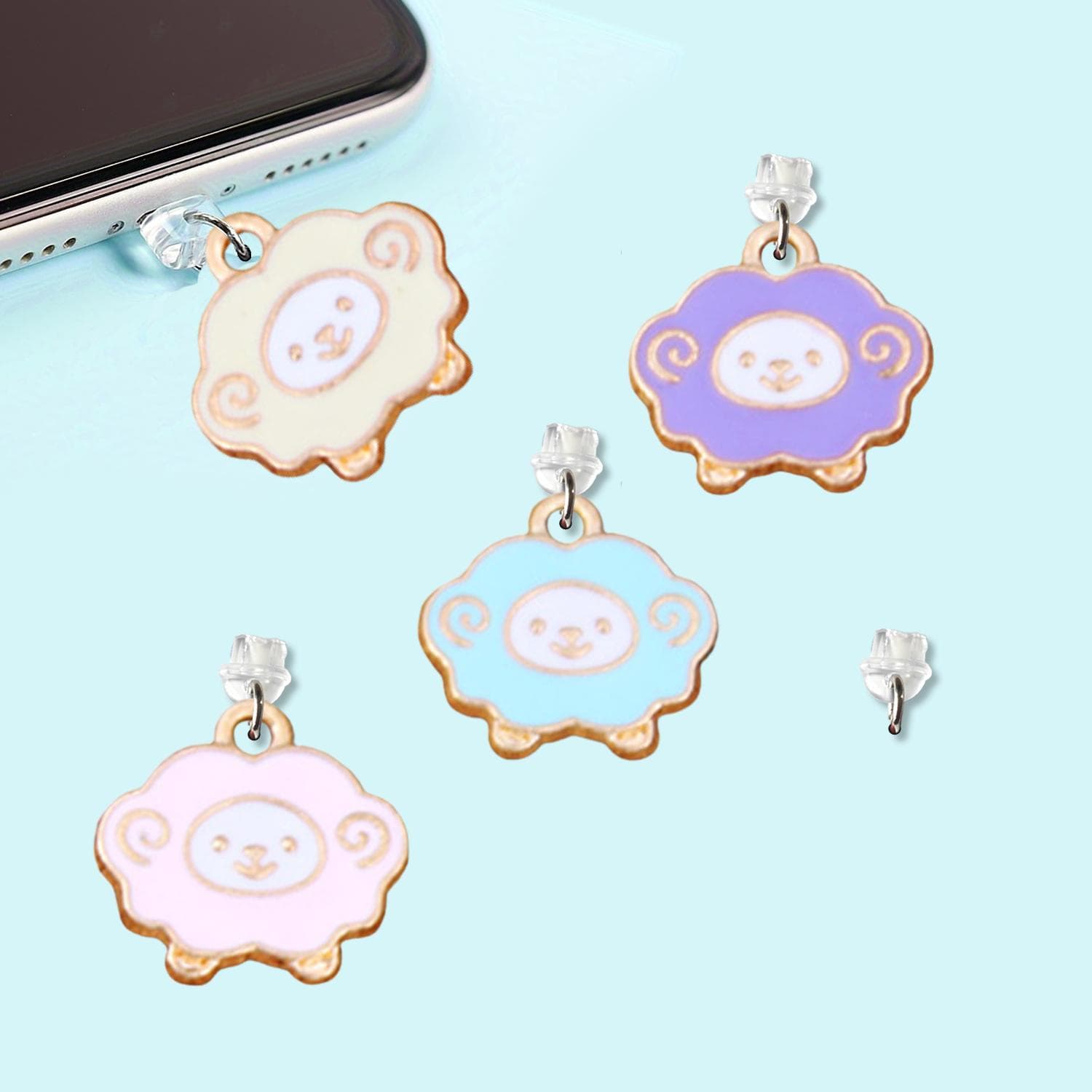Amazon Cartoon Little Sheep Alloy Oil Drop 14x13.5mm Phone Dust Plug, Silicone PVC Soft Rubber Portable Hanging
