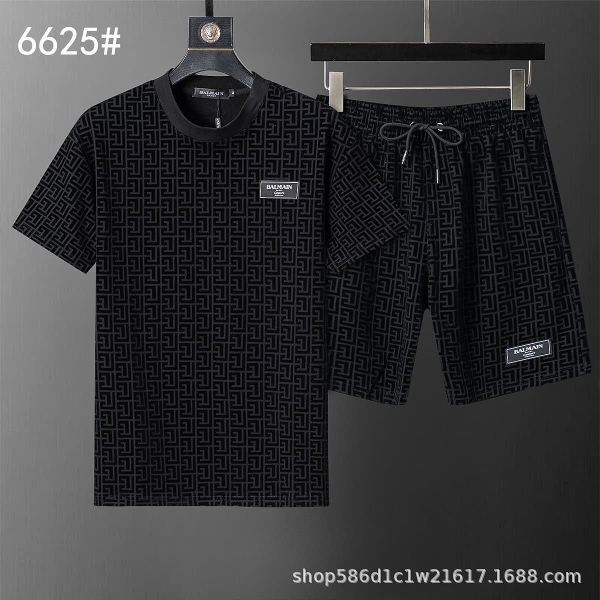 High-quality short-sleeved suit, lapel suit, classic letter-printed cotton polo short-sleeved suit for men and women