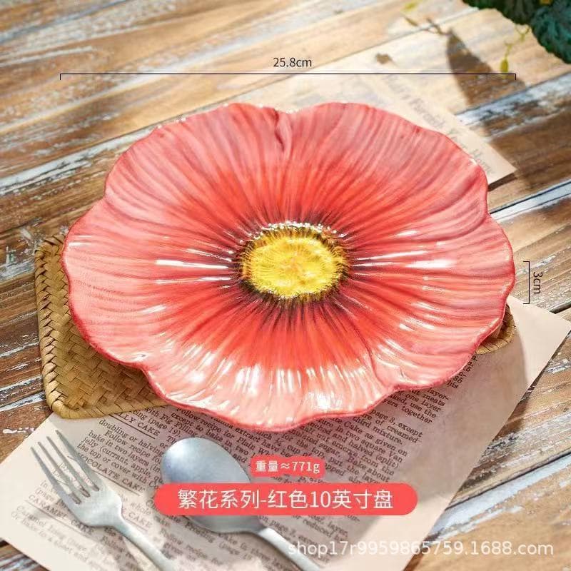 2025 New Flower Plate Home Use Beautiful Premium Dinner Plate Exquisite Cake Dessert Plate Bowl