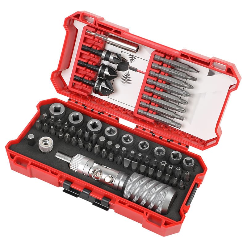 64-Piece Mini Power Drill Bit Screwdriver Small Wrench Set, Bent Phillips Flathead Short Bits with Countersink Function