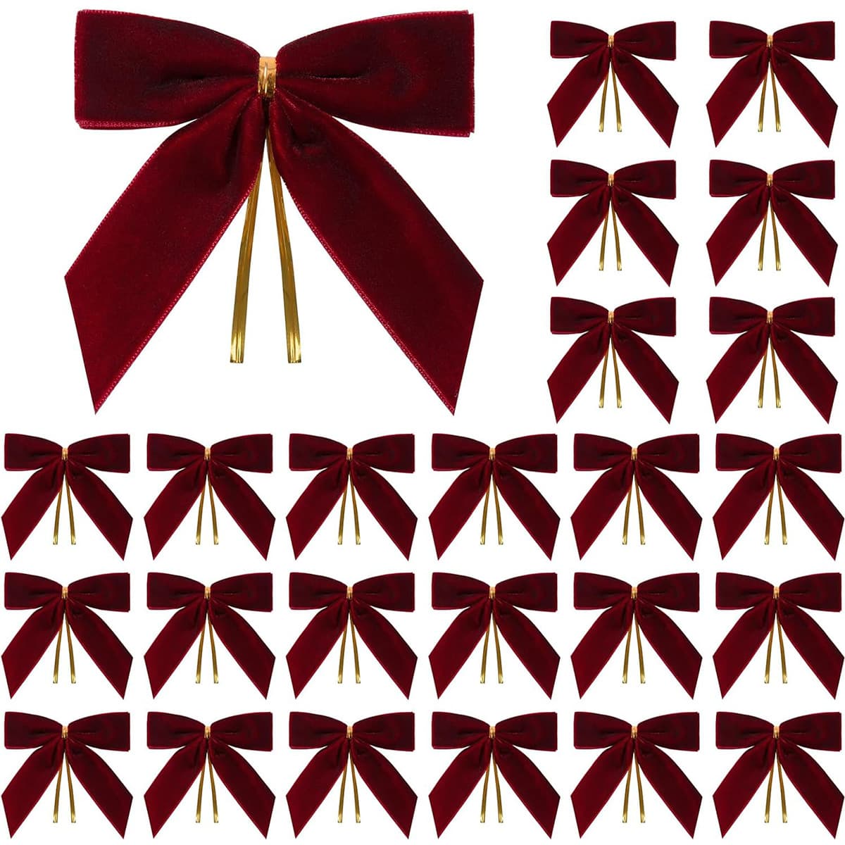 24-Piece Velvet Christmas Wreath Bow Decorations, Cross-Border Amazon Holiday Decorations, Christmas Tree Ornaments