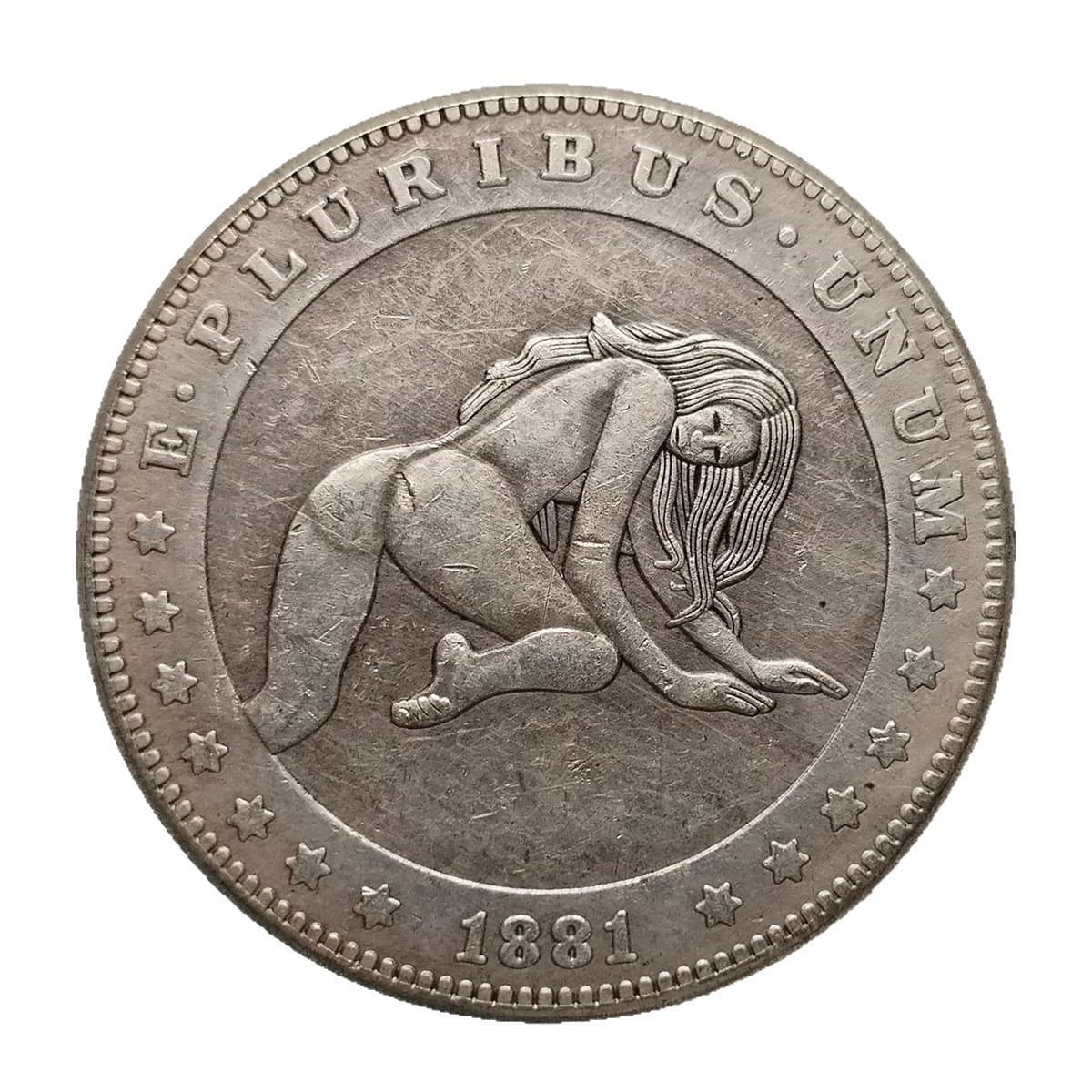 HB263 round boxed antique crafts wanderer American silver dollar commemorative coin brass silver-plated material