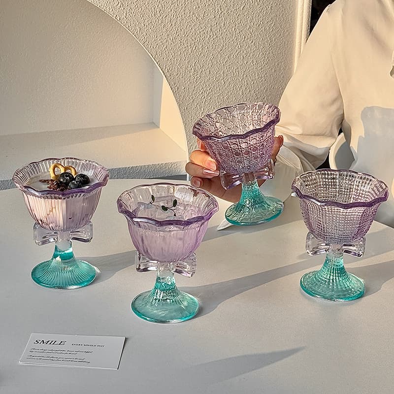 [Bulk Wholesale] Bow Ice Cream Cup Ins Niche 3D Butterfly Juice Milkshake Glass Cup Exquisite