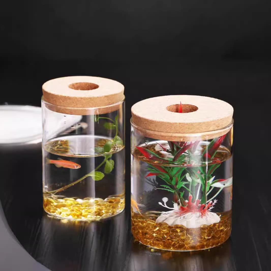 High borosilicate glass cylindrical vase, pothos planter, small fish tank, flower arrangement container, hydroponic landscape flower pot, glass ornament.