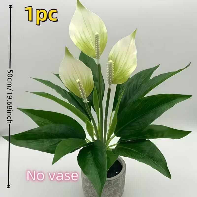 Cross-border 3D Printed White Spathiphyllum & Red Anthurium Potted Plant, Smooth Sailing Simulation Fake Flower Decorative Greenery
