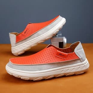 Summer Men's Casual Leather Shoes Breathable Trendy Handmade Leather Shoes Cross-border Large Size Men's Casual Loafers