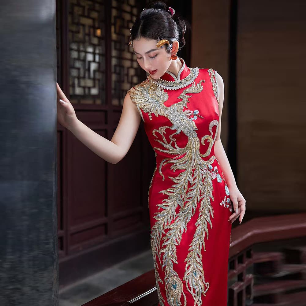 New Chinese style cheongsam toast wear 2025 new elegant engagement dress bridal wedding banquet popular home wear
