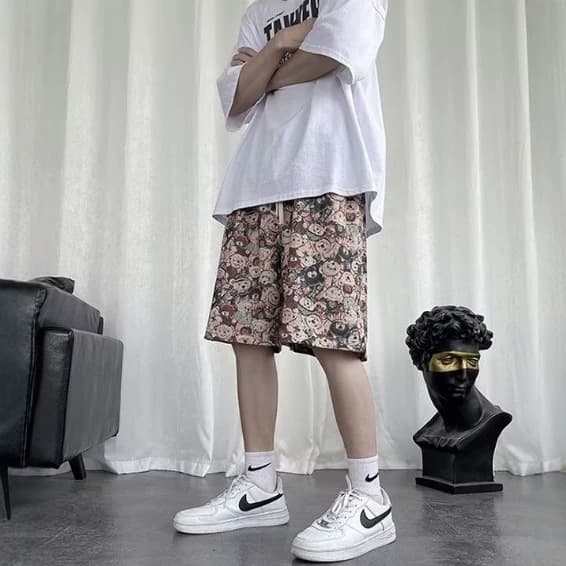 Shorts men's summer floral pants beach pants thin quick-drying can be put into the water seaside vacation casual pants