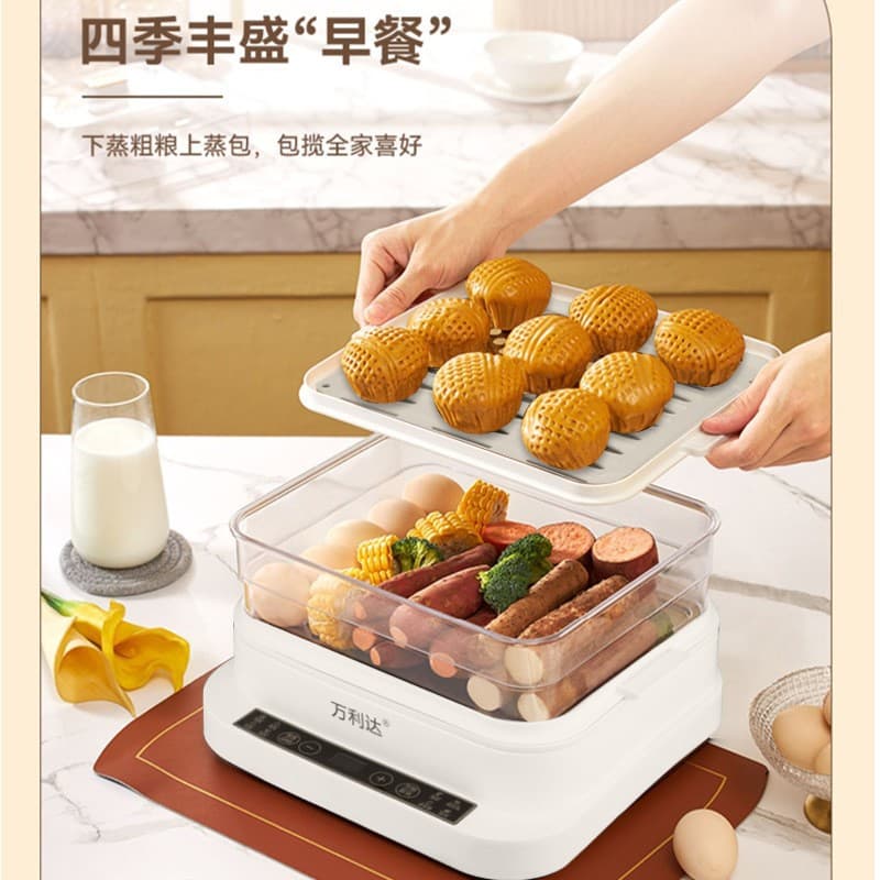 Malata 2025 New Model Multi-function with Timer, Home Three-Tier Large Capacity Electric Steamer, Steaming and Boiling Combo, Breakfast Maker