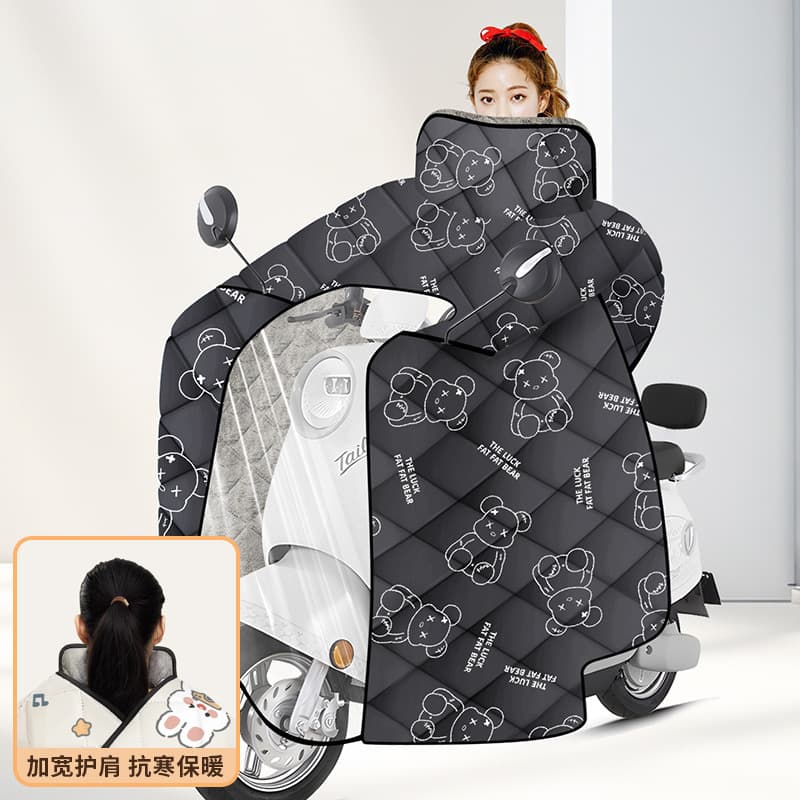 Electric vehicle windshield cover winter model fleece-lined thickened full-wrap battery vehicle warmth cloak-style windproof cold protection waterproof