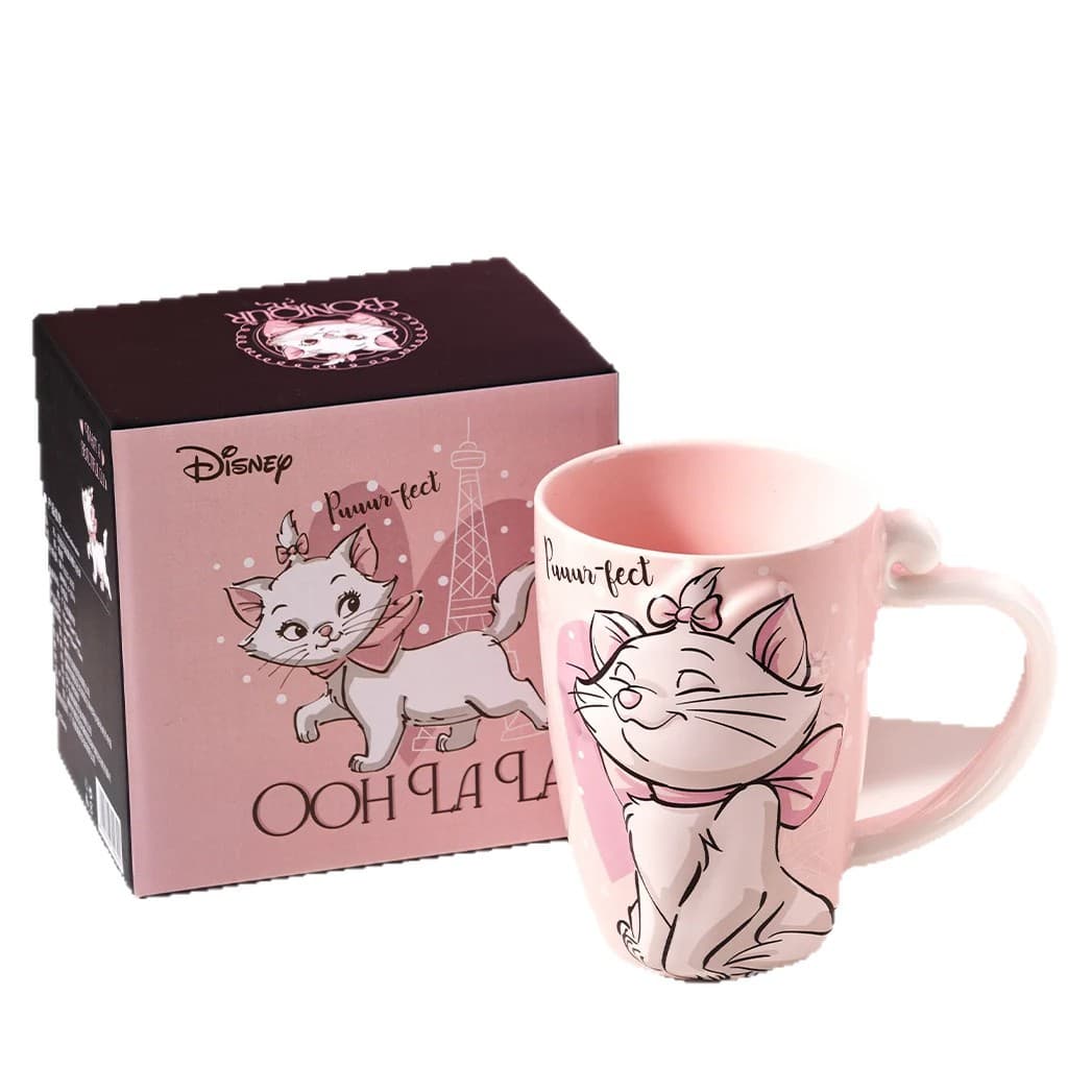 Disney Embossed Mug Marie Cat Large Capacity Cute Ceramic Cat High Aesthetic Water Cup Birthday Gift