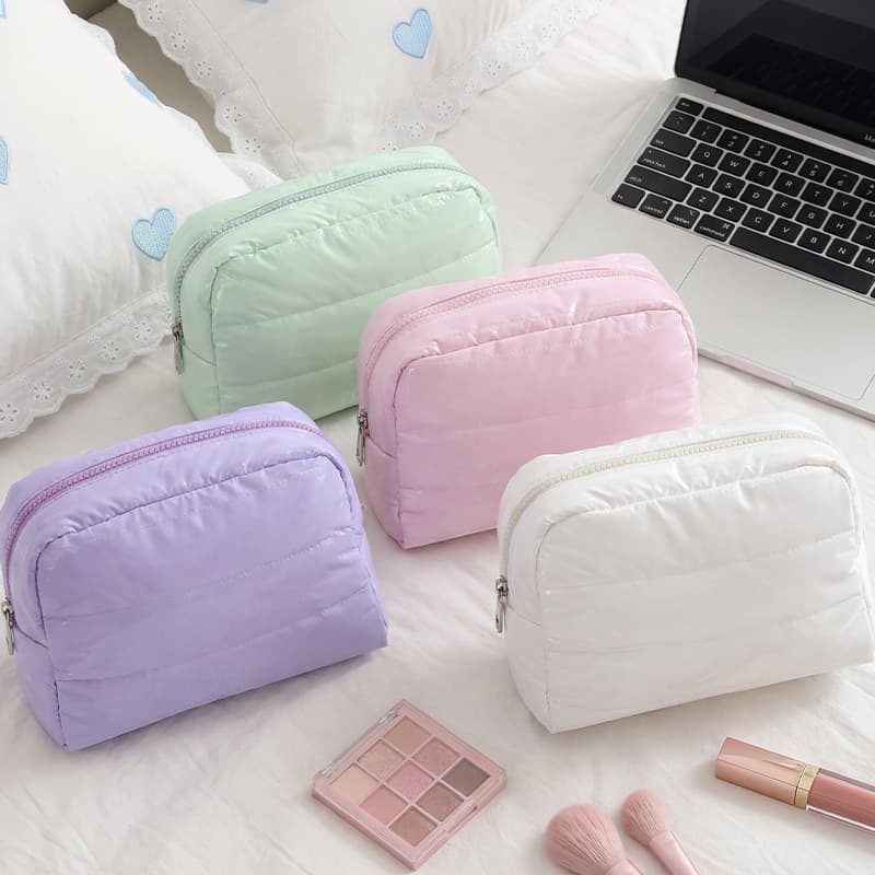 Lightweight Travel Portable Simple Down Cosmetic Bag Solid Color Versatile Clutch Multifunctional Waterproof Toiletry Bag