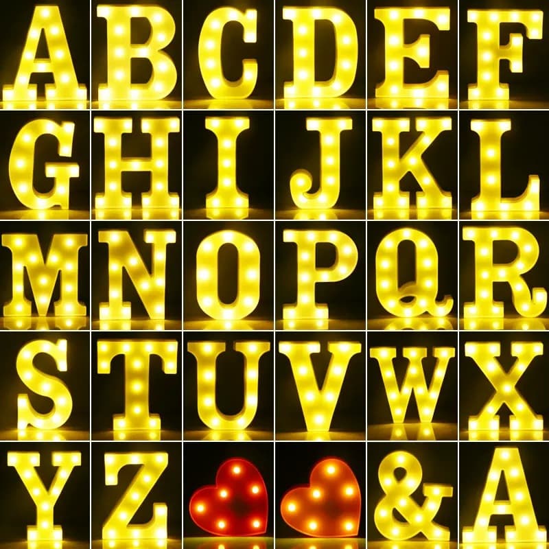 Letter Lights English Surprise Glowing Decoration Light Sign Happy Birthday LED Number Lights Heart Shaped String Lights Cross-border