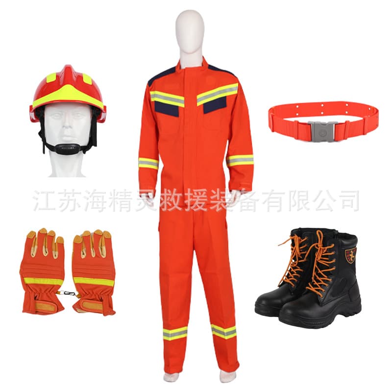 Factory Supply Fire Suit, Pure Cotton Emergency Rescue Gear, 20-Style Emergency Rescue Five-Piece Set for Fire and Rescue