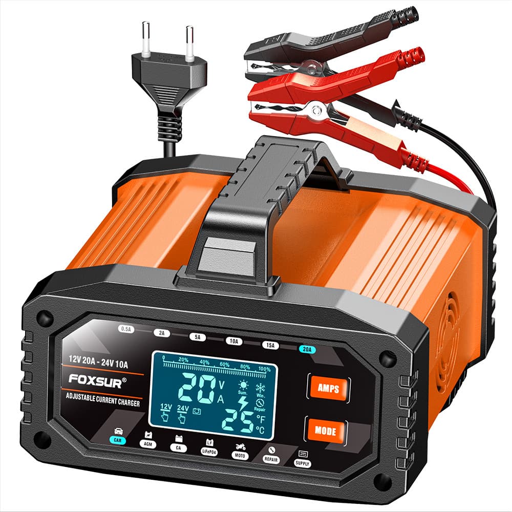 FOXSUR 0.5A-20A Portable ATV Motorcycle Car Battery Charger Cross-border 12V24V Charger