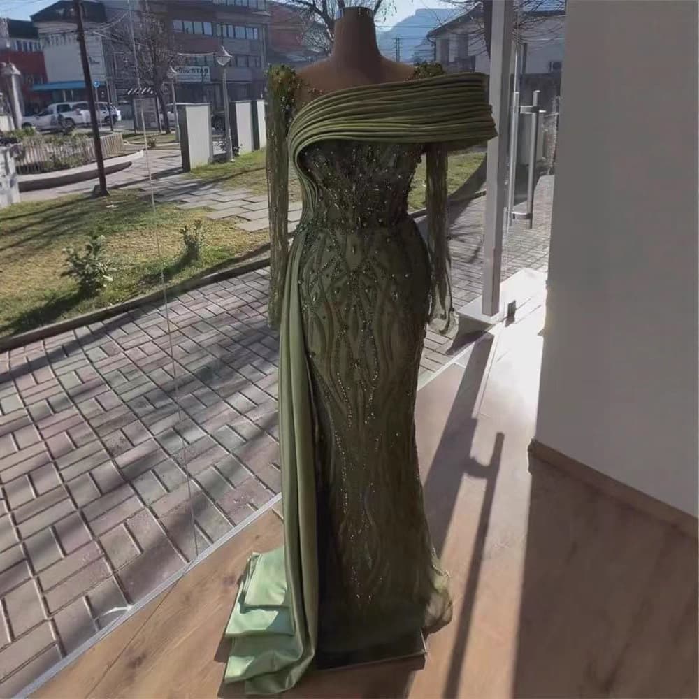 New Evening Dress Heavy Lace Slim Fit Fishtail Banquet Party Evening Dress