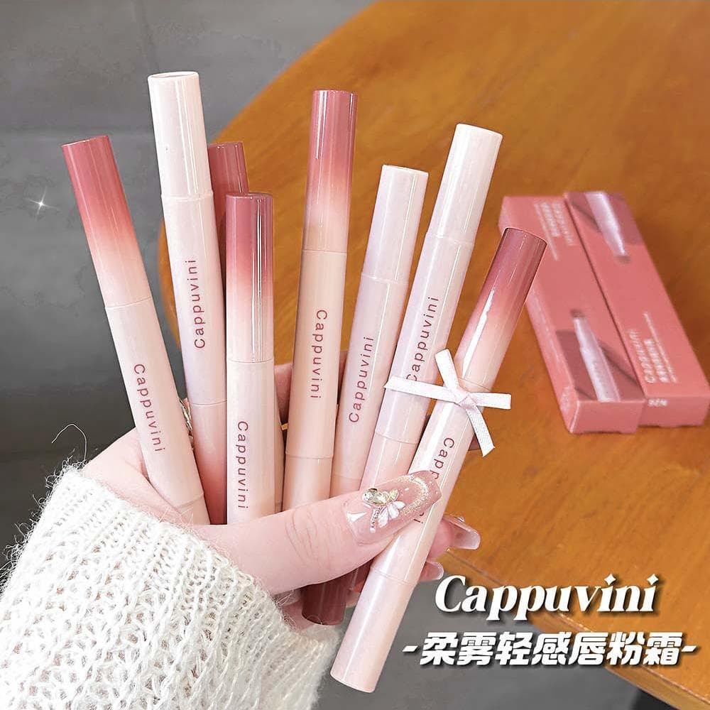 CAPPUVINI Soft Mist Pink Lip Cream Atmosphere Cushion Lip Cream Easy to smudge Lip Mud Whitening Matte Matte Lipstick
