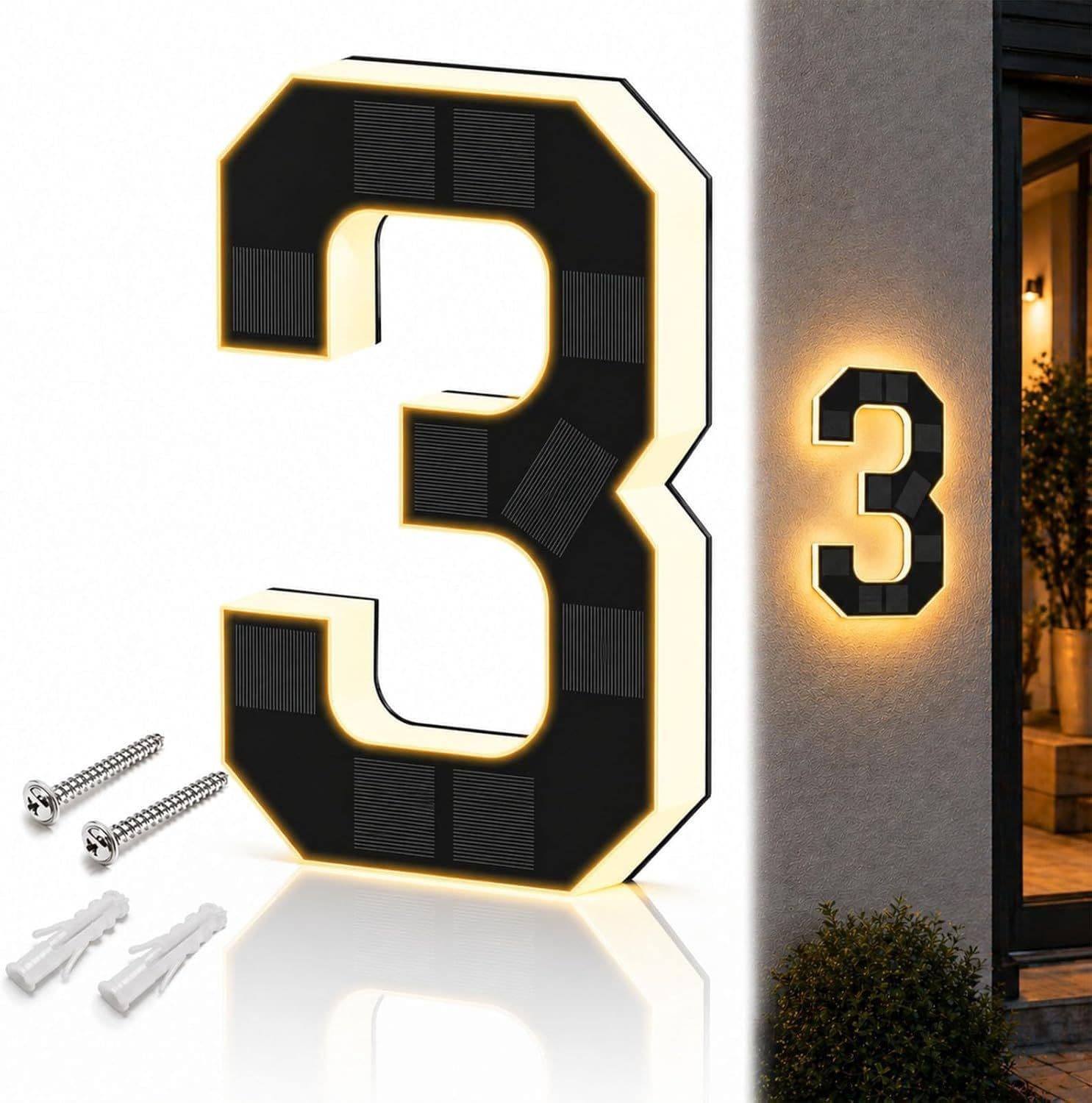New 6.7-inch Solar Creative House Number Light, 4.7-inch Outdoor Garden Solar Light, Digital and Letter Light