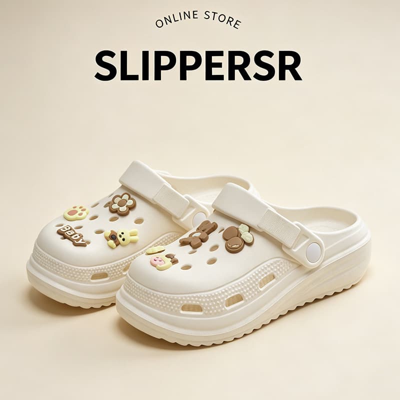 Anti-slip beach new summer casual Baotou 2025 slippers eva hole shoes women's men's black outer wear thick sole
