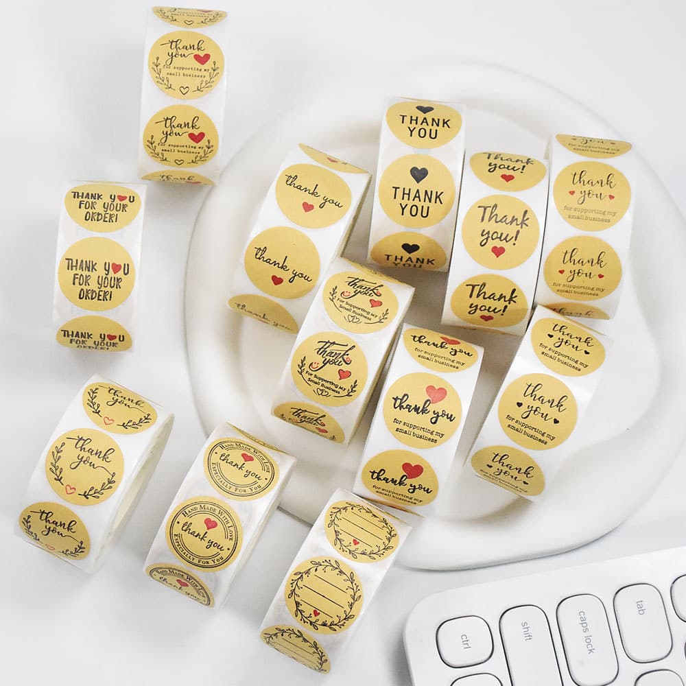 Natural kraft paper round takeout sealing sticker thank you for ordering thank you label milk tea baking sticker