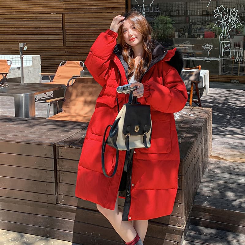 2025 Korean Winter Red Plus-Size 300 Jin Hooded Fox Fur Hooded Thickened Down Jacket 238
