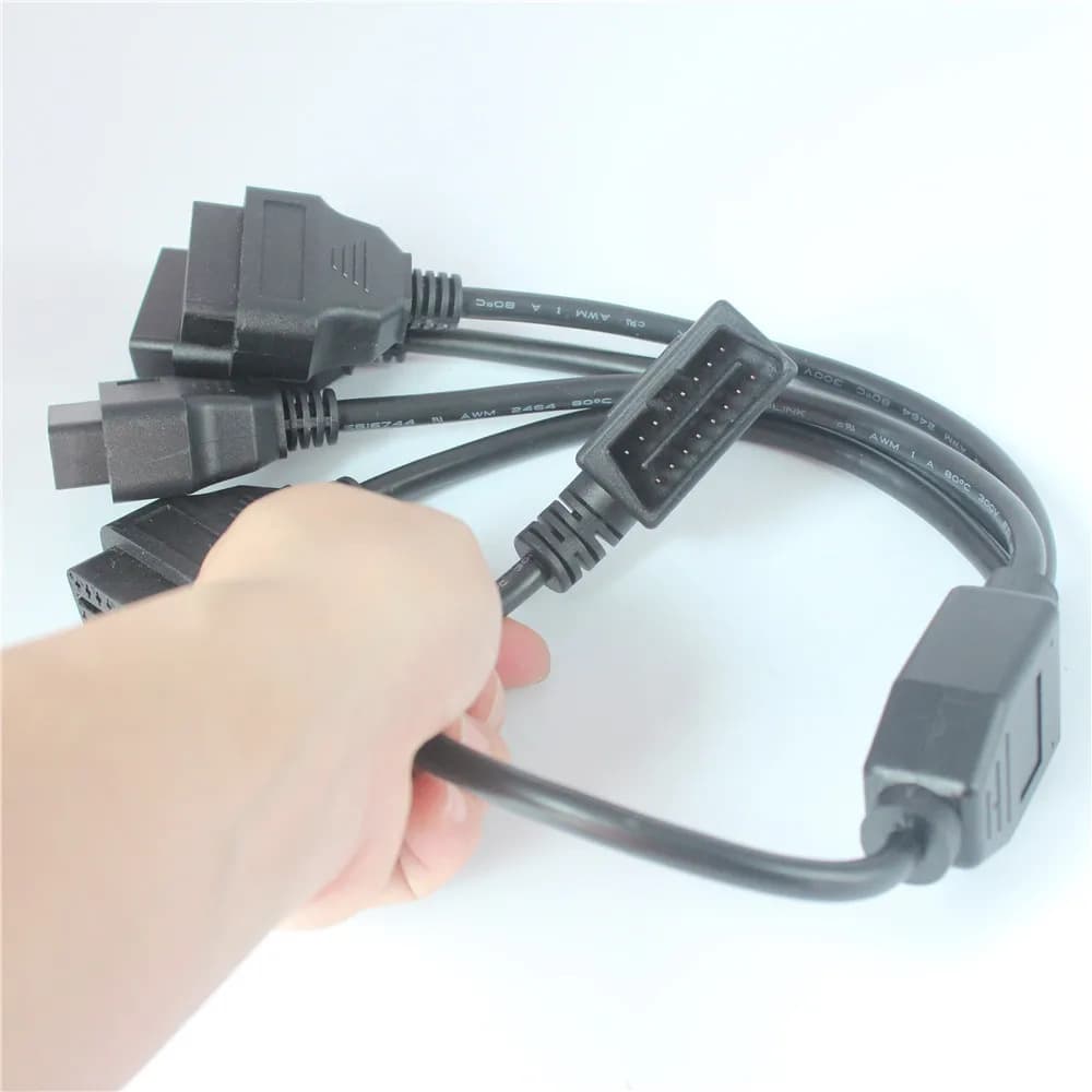 In Stock Car OBD Splitter Cable OBD2 1-to-4 Extension 16-Pin 16-Core Connect 4 Devices Simultaneously