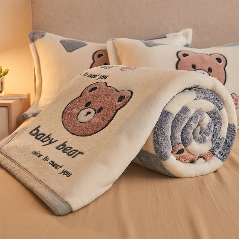 Cartoon Coral Fleece Blanket Single Piece Air Conditioning Nap Blanket Sofa Cover Bed Sheet Flannel Fleece Throw