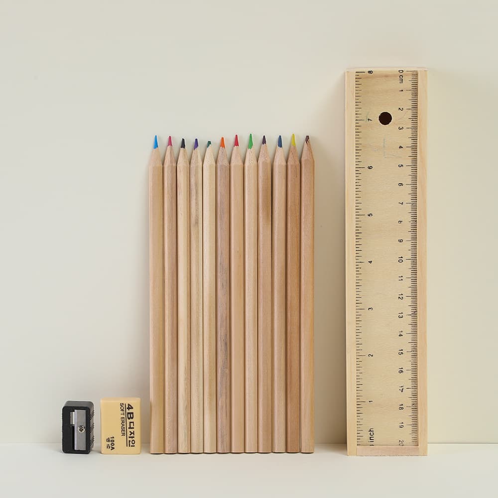 Log color 12-piece wooden box 12-color log color lead log pencil stationery box printable log pencil wooden curling pen