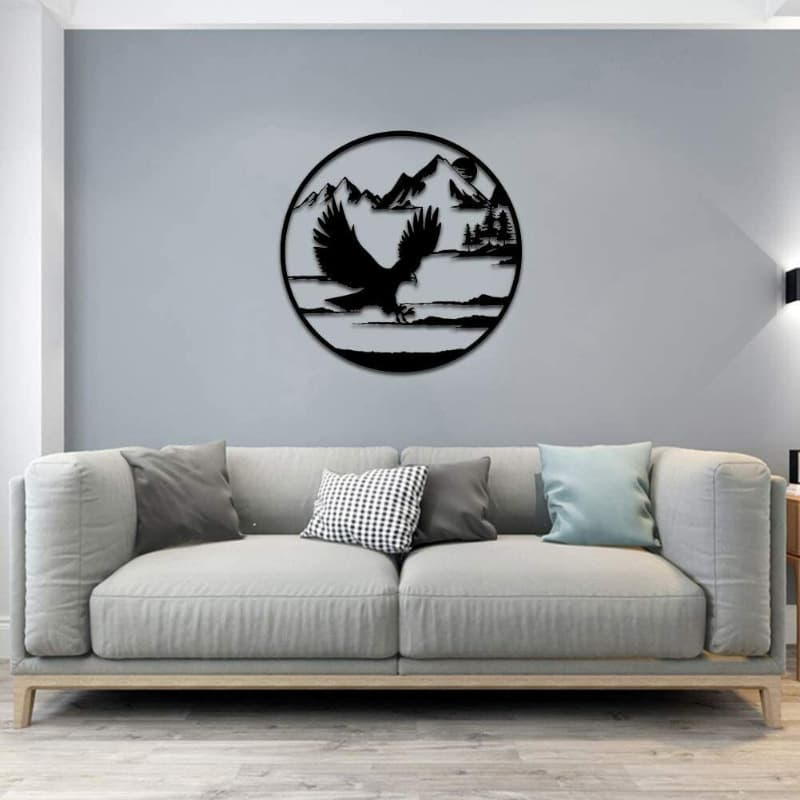 Laser-cut Iron Craft Metal Eagle Hanging on Gable Wall Contemporary Metal Sculpture Wall Art Decor