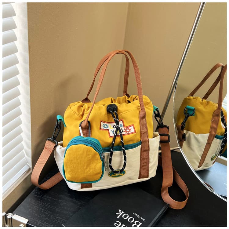 Cute dopamine crossbody bag for women 2026 new Korean style color matching bucket bag for girls large capacity portable shoulder bag