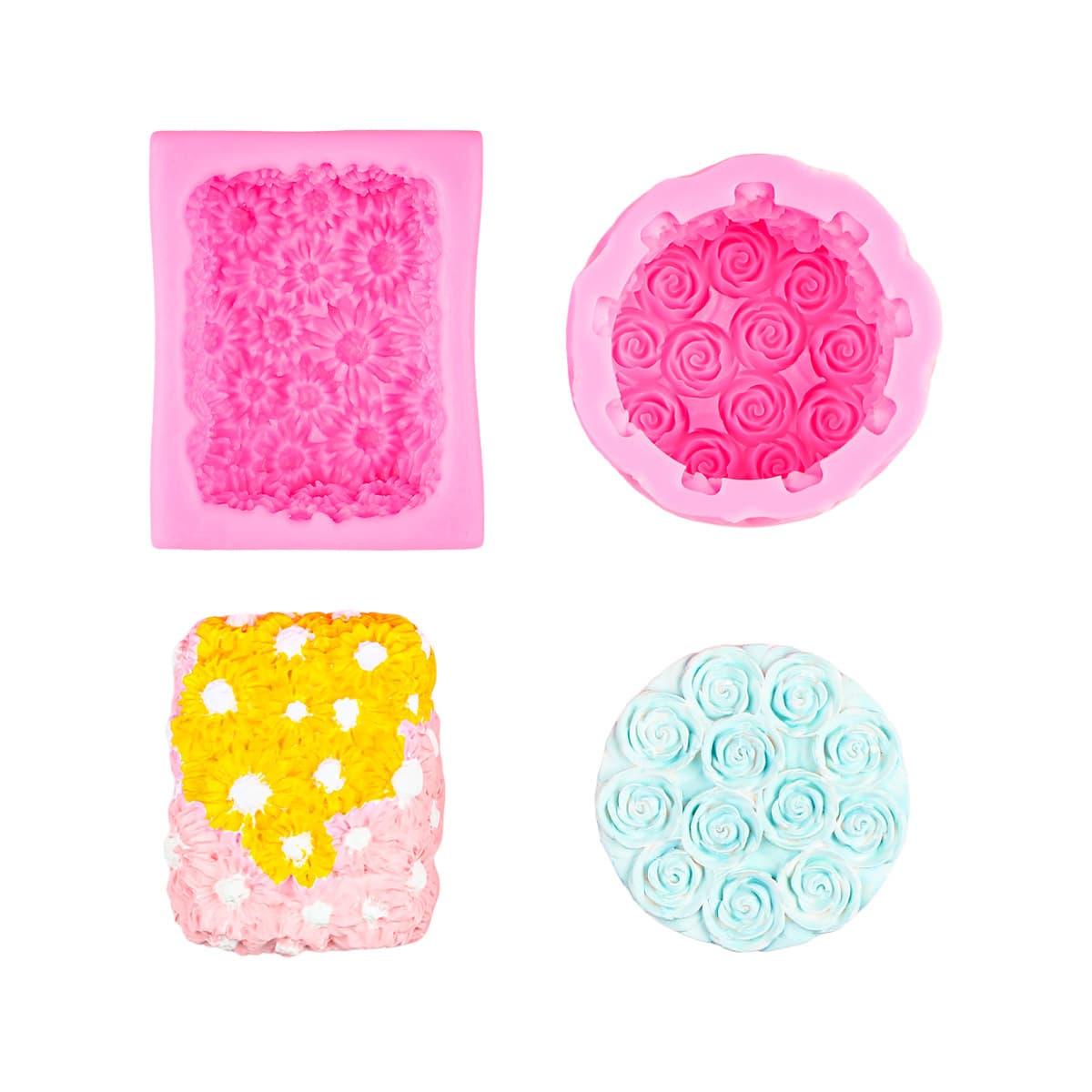 Daisy Candle Wax Melt Plaster Silicone Soap Mold Fondant Pudding Chocolate Dessert Cake Baking Mold