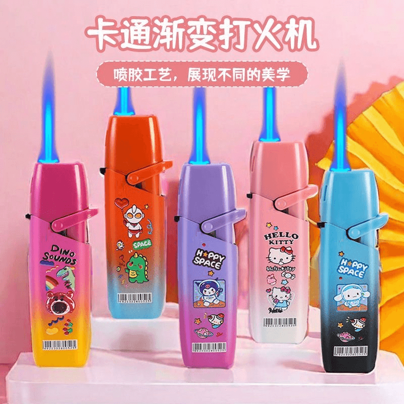 2025 new explosion-proof windproof lighter, high-quality cartoon flip-top refillable lighter, viral hit with high aesthetics