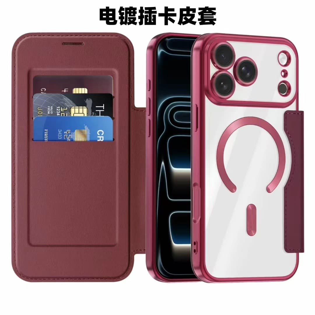For iPhone 18 Pro Case Electroplated Gold Shield Magnetic Leather Wallet Flip Cover Anti-Drop for iPhone 17 15/16