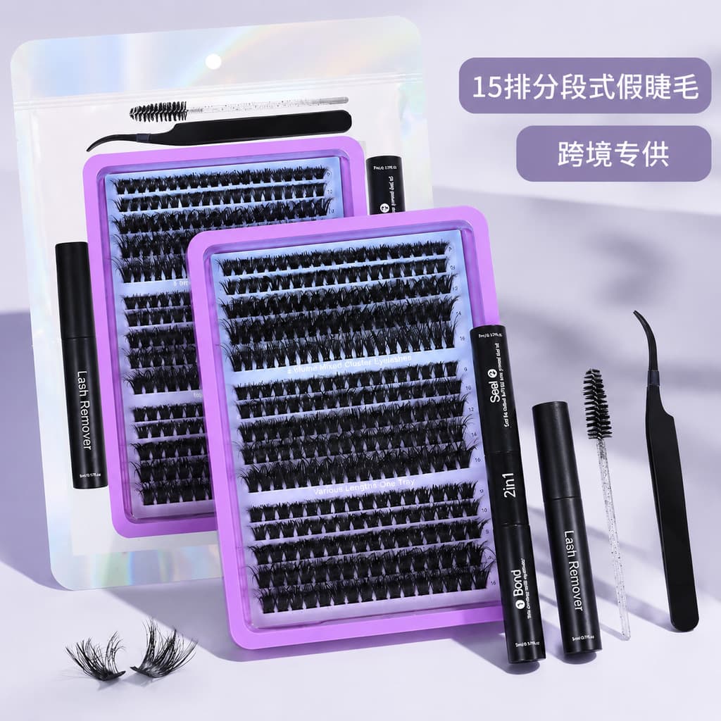 3D Cross-Border DIY False Eyelashes Fluffy Curly 60D 80D 100D Hot Melt Doll Lashes Wholesale for Europe and America
