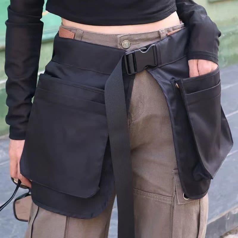 2024 New Arrival All-Match Multi-Pocket Zipper Multi-Function Running Spice Girl Waist Bag Women's Western Style Internet Celebrity TikTok Big Pocket