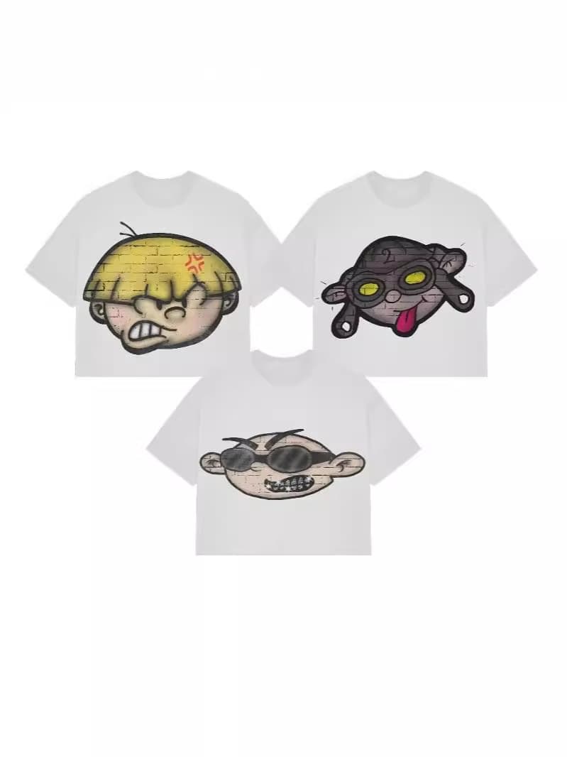 T-Shirt Hip Hop Fun Cartoon Graphic Print Oversized T-Shirt Harajuku Gothic Pure Cotton Short Sleeve Men's Summer Clothing