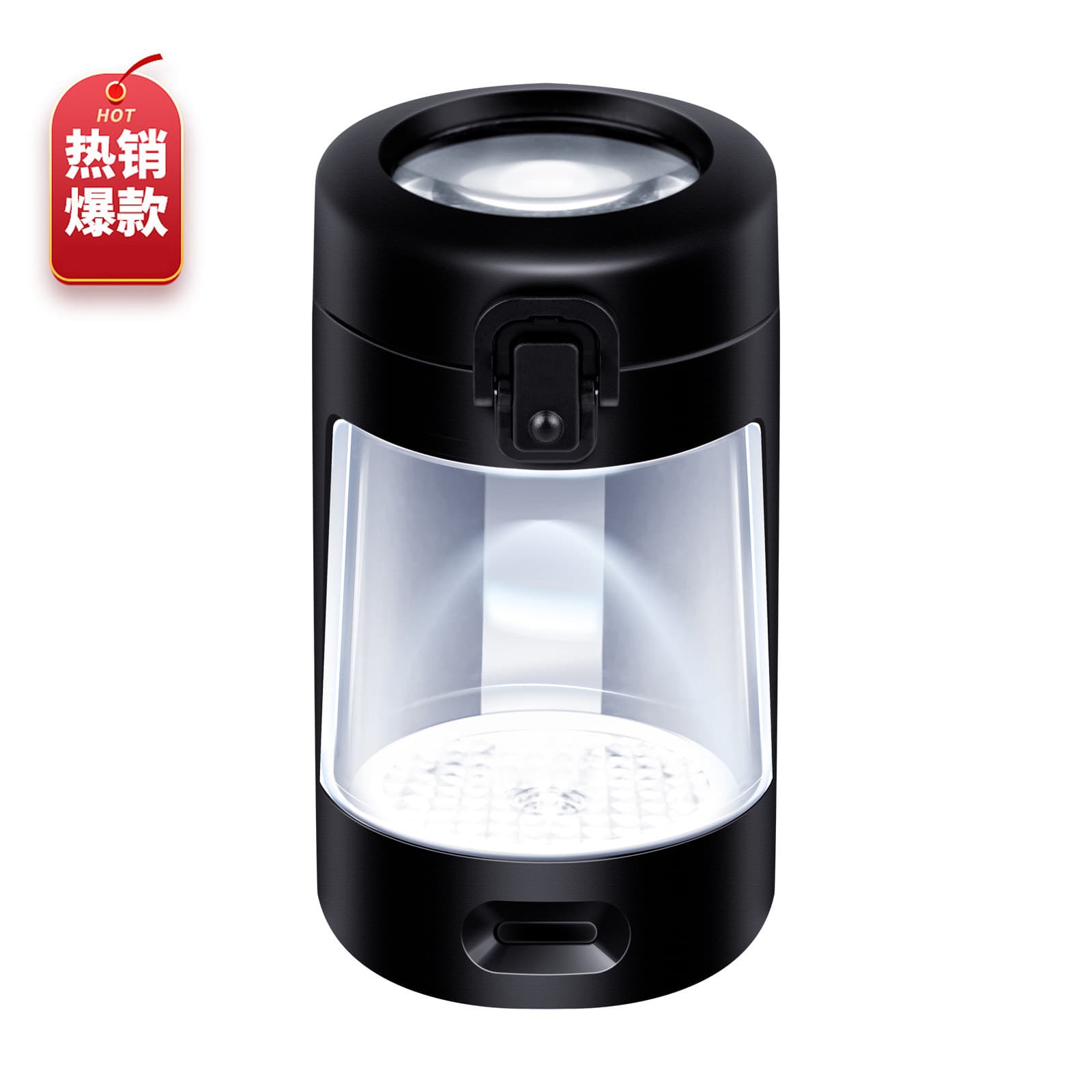 New multifunctional LED light plastic jar with magnifying glass glass sealed tobacco box storage jar moisture-proof Jar