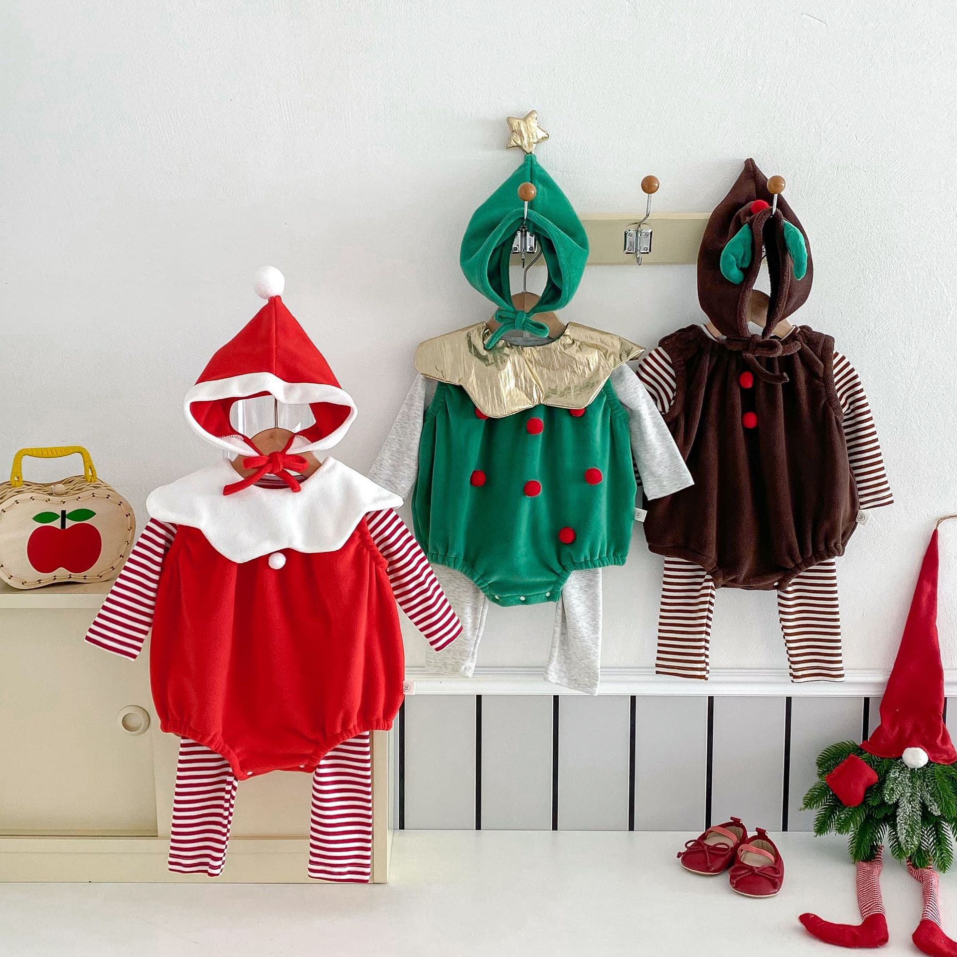 Children's Spring and Autumn Christmas Sleeveless Waistcoat Jumpsuit Baby Men's and Women's Baby Cute Outing Suits