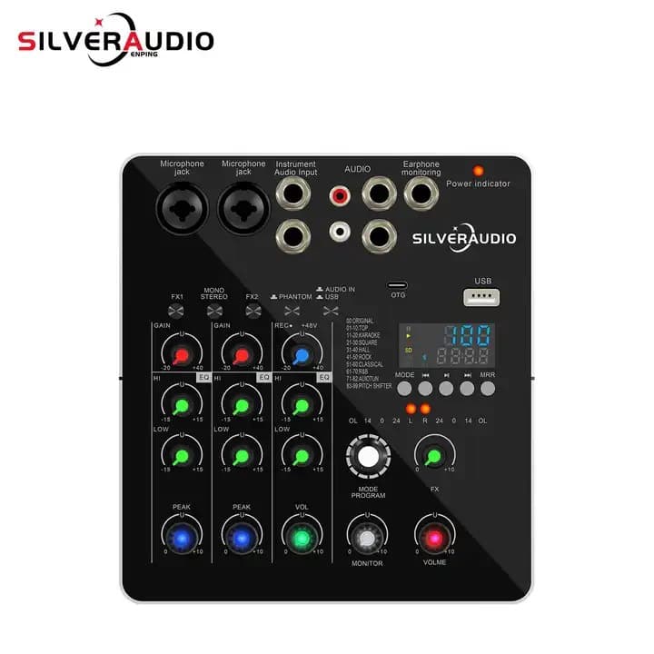 Manufacturer of professional two-channel small digital mixer USB mixer OTG live broadcaster live singing mixer
