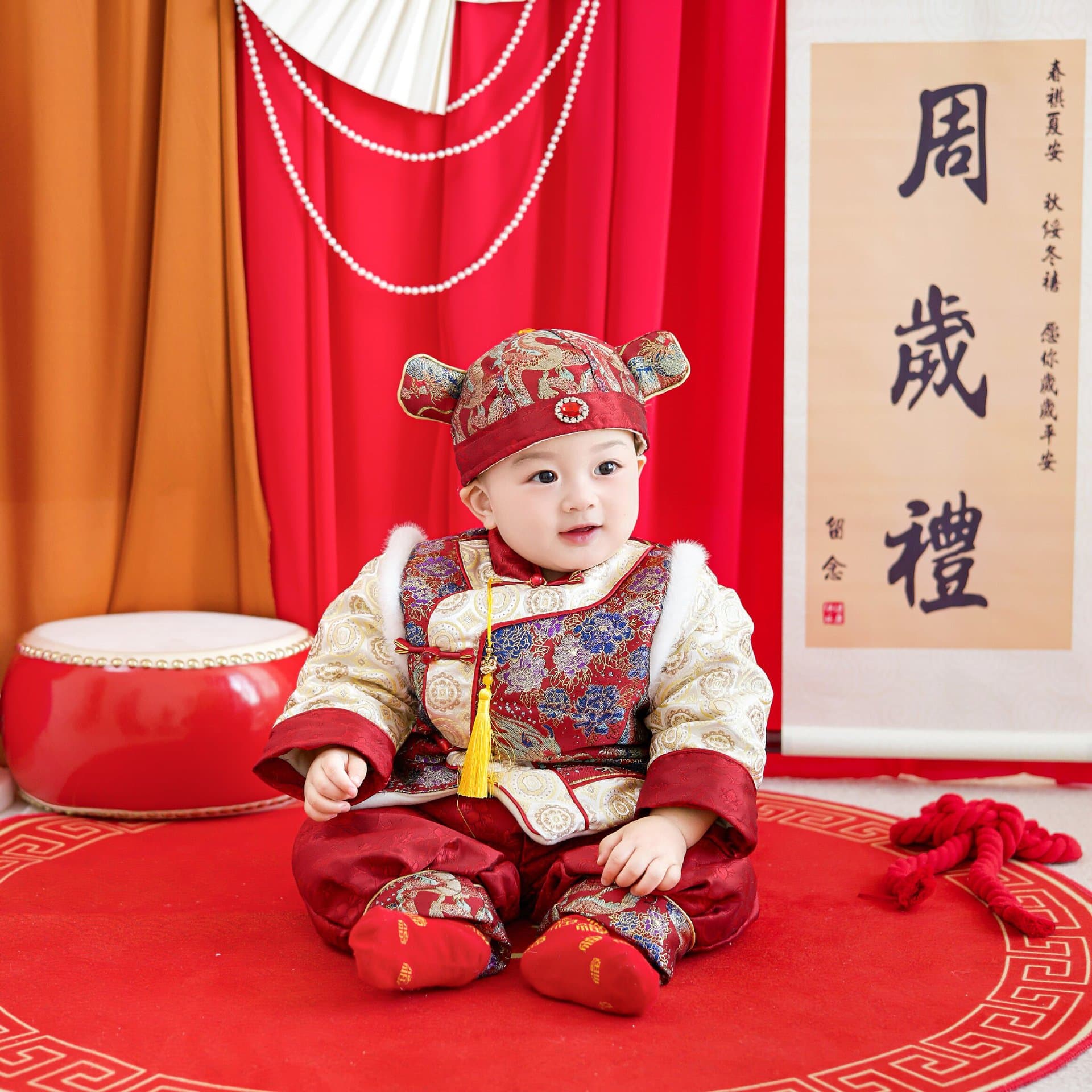 Baby Boy Birthday Outfit Autumn Winter Chinese Traditional Tang Suit Celebration Clothes for First Birthday Party and New Year