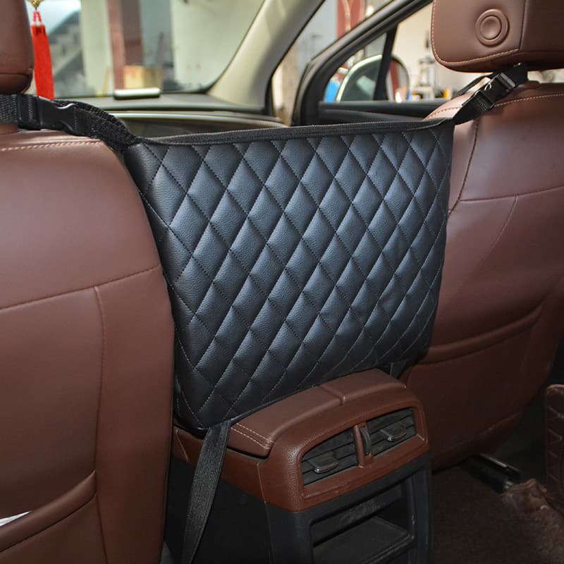 Car Organizer Bag Between Two Seats Storage Bag Handbag Mesh Net Hanging Storage Pouch for Car Interior