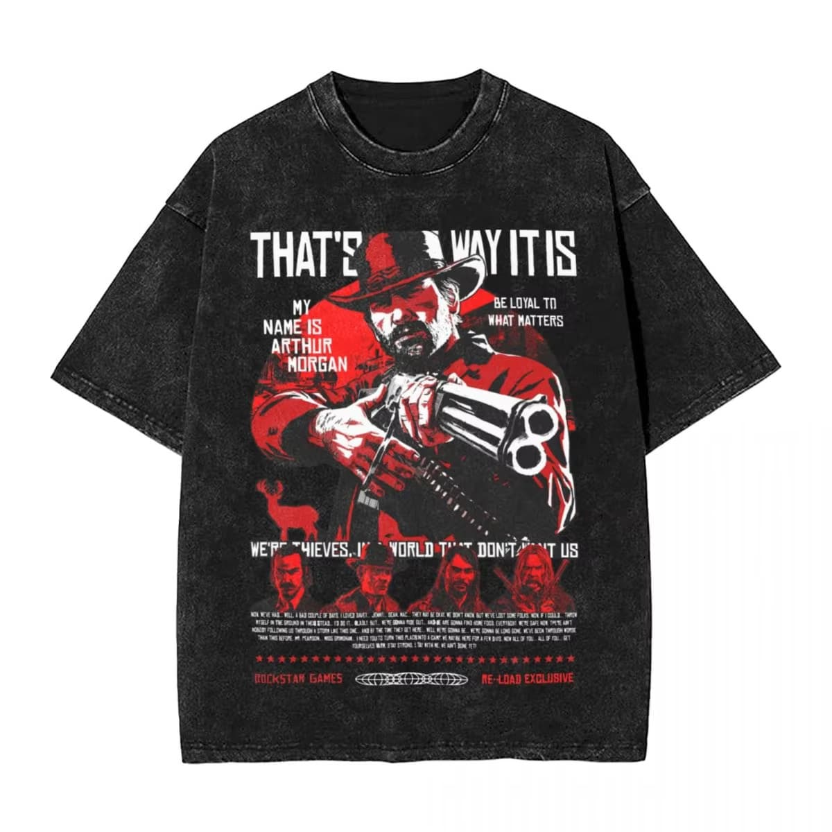 Red Dead Redemption 2 Washed T-Shirt Men Arthur Morgan Awesome