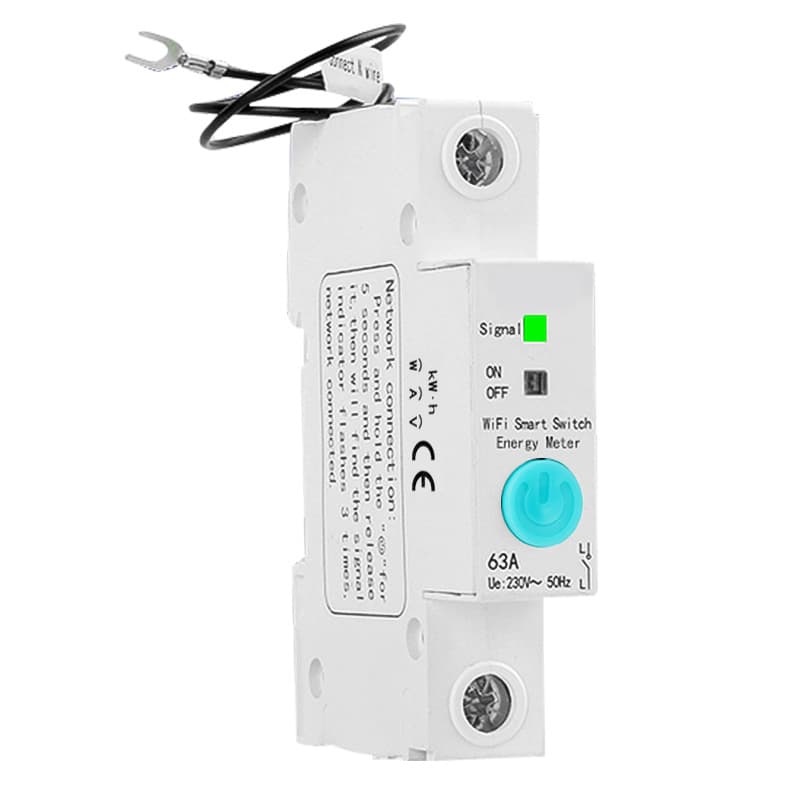 WiFi Smart Switch Circuit Breaker with Current, Voltage, and Power Monitoring, Mobile Remote Control Switch for Export