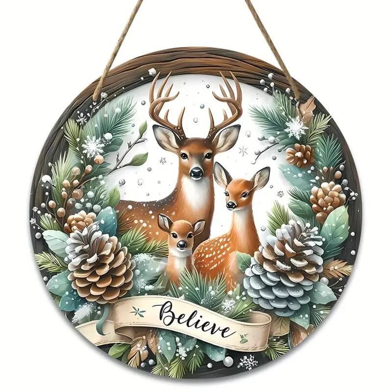 Cross-Border Round Wooden Welcome Sign Wall Garden Bar Cafe Farm Decoration Seasonal Hanging Decoration