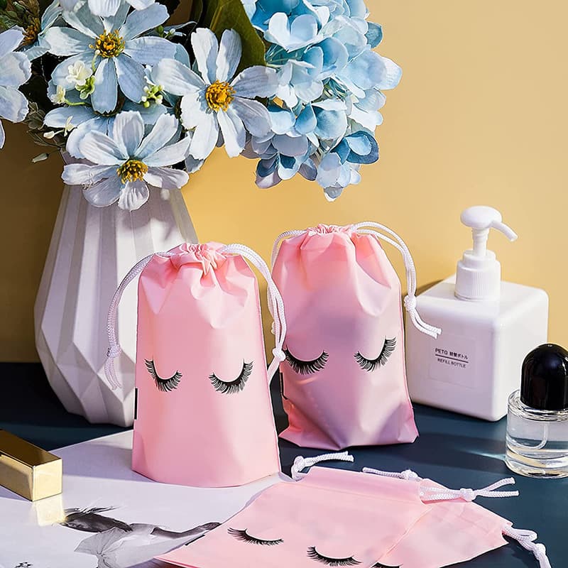 Pink Eyelash Strap Bag Girdle Storage Bag Small Cosmetic Storage Bag EVA Frosted Printing Packaging Bag