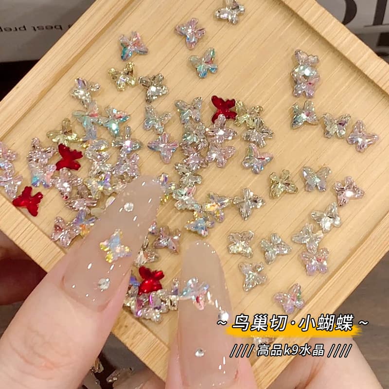 Nest Cut Butterfly Nail Art Rhinestone Butterfly Rhinestone Nail Art K9 Sharp Bottom Irregular Rhinestone Nail Art Decoration Colored Rhinestone
