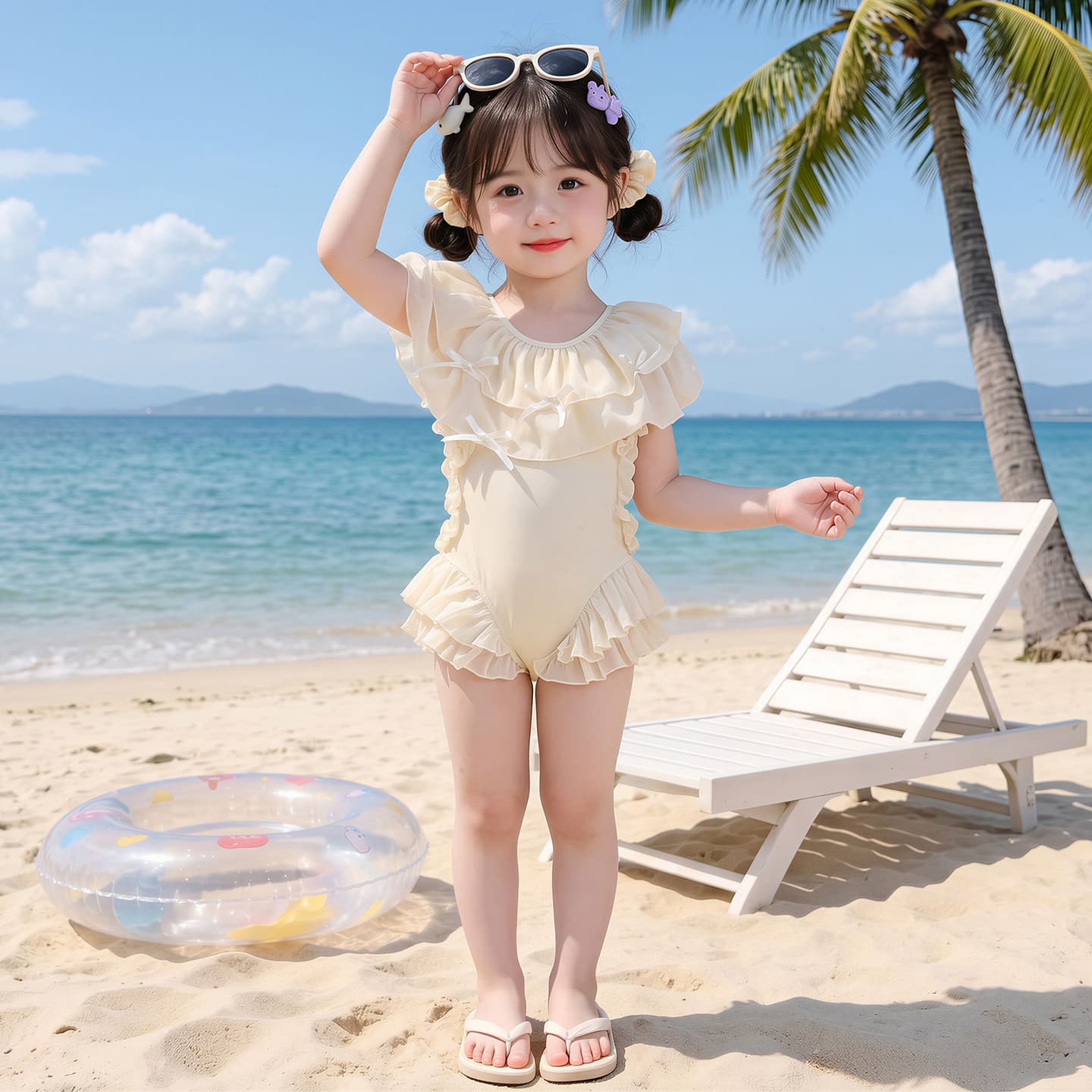 Toddler Girls' One-Piece Swimsuit Children's Summer 2026 New, Stylish Little Girl Hot Spring Swimwear, Swimming Clothes Trendy